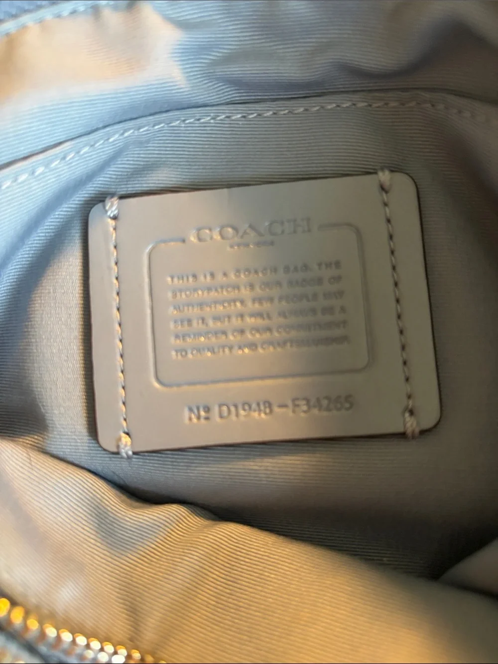 Coach Pebbled Leather Crossbody Bag in Light Blue with Silver Hardware